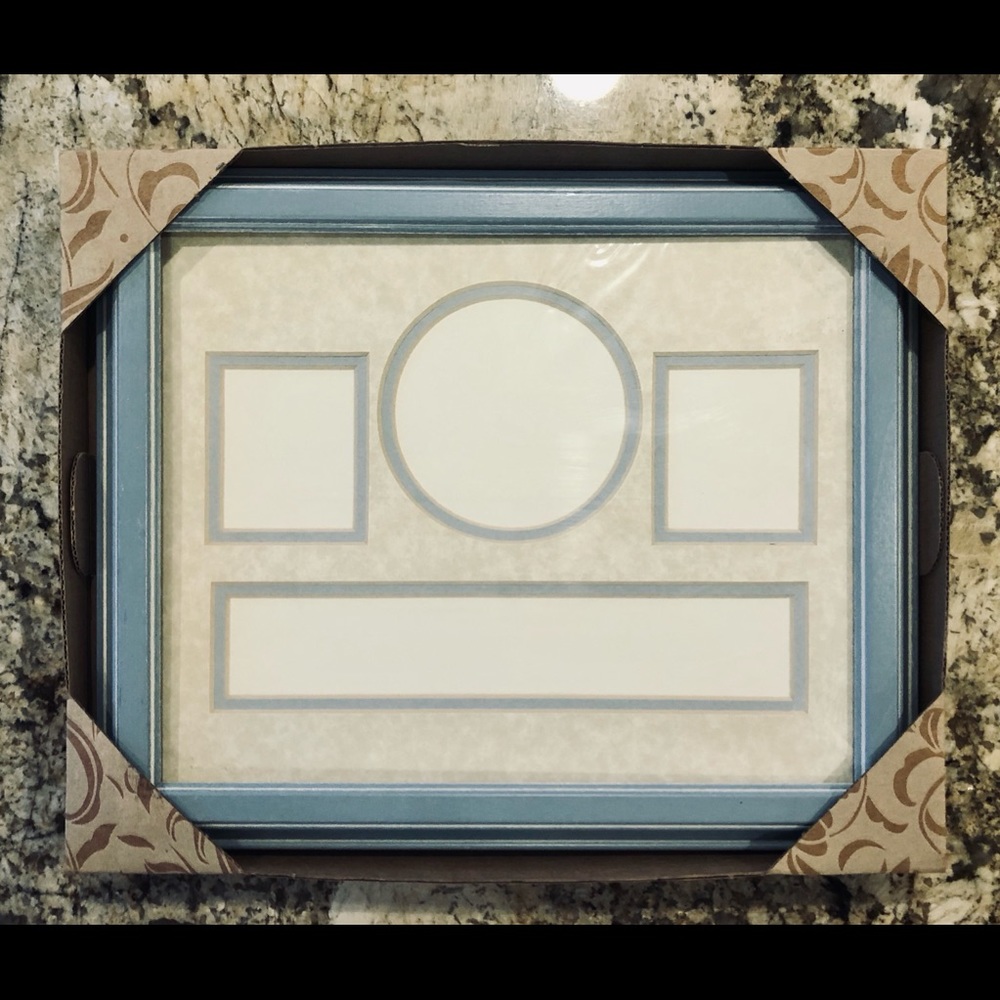 NIB Double matted photo frame with name stickers!